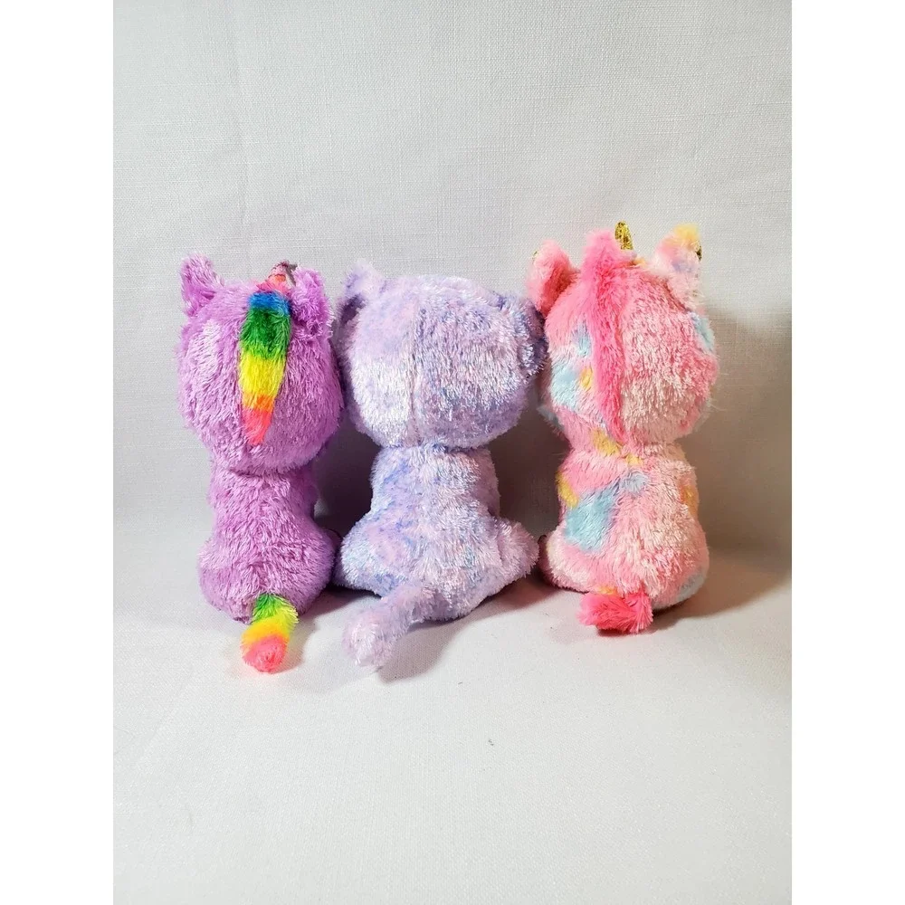 Lot Of 3 ● ty Silk Beanie Boos Plush ● Unicorns & Cat Big‎ Eye Stuffed Animals